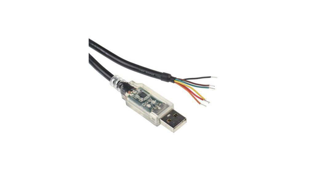 Male RS232 USB to Unterminated Cable, USB 2.0, 1.8m